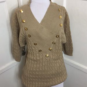 Angenie sweater blouse with gold buttons